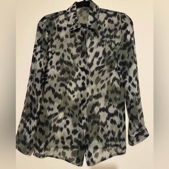 Rare Silk Sheer Versace Leopard print Zeus head button up shirt - Picture 1 of 16